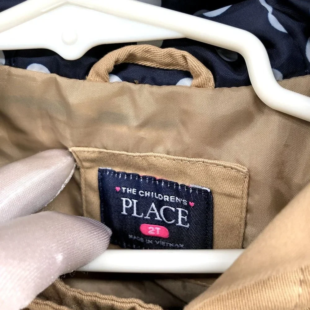 Children's Place Trench Coat Girls 2T‎ Hooded Tan Beige Khaki Cotton Spring Fall